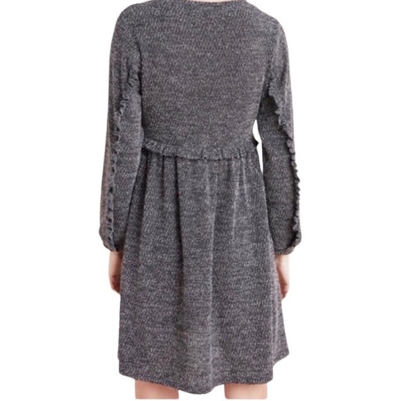 Anthropologie Ro&De Gray Long Sleeve Knit Stella Ruffle Dress, Size XS - Picture 4 of 15